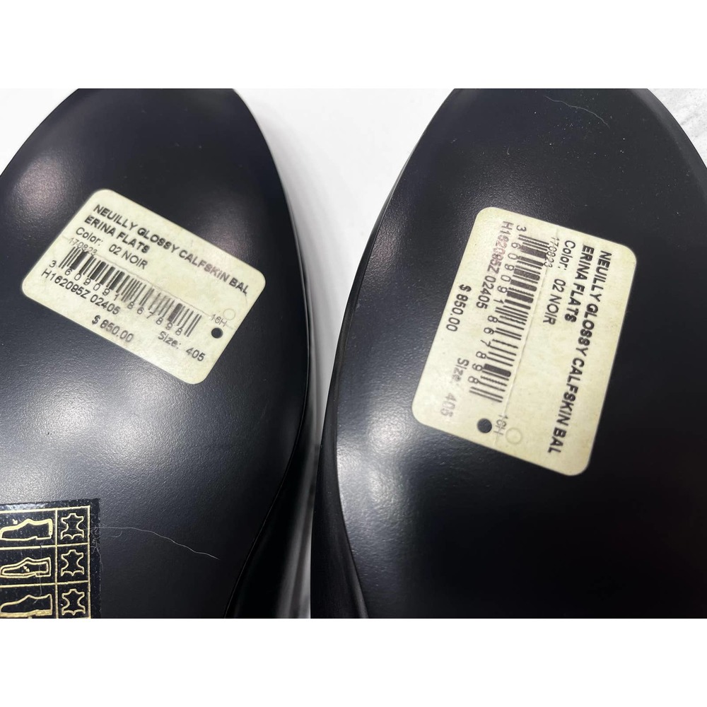 Hermes Glossy Calfskin Neuilly Ballerina Flats Black size 40.5 - Picture 8 of 9